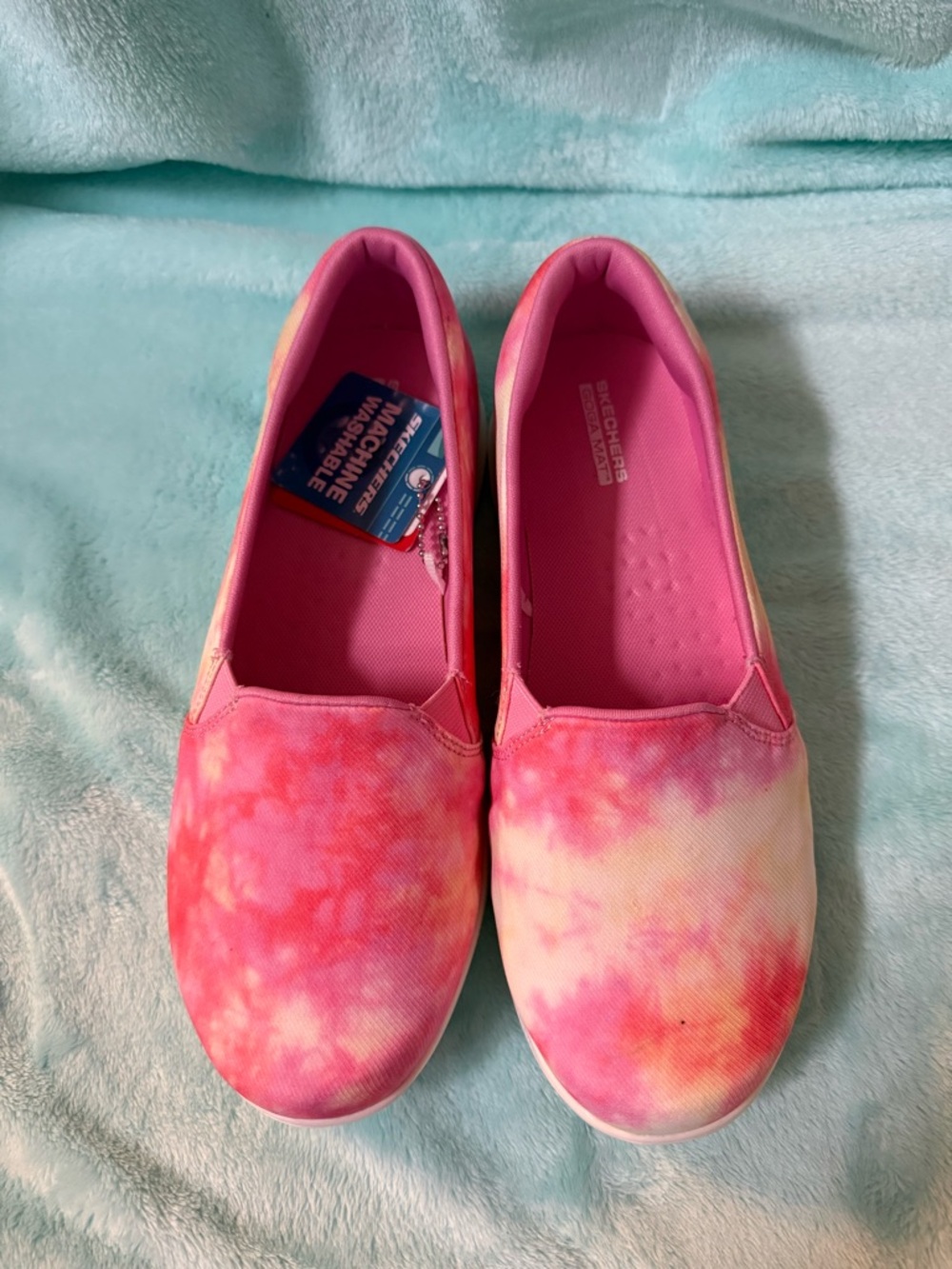 Skechers Pink and Coral Tie-Dye Slip-On Sneakers